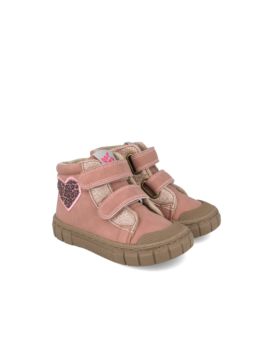 Garvalin By Biomecanics pantofi fete Barefoot captusiti 22-28 Nobuck PU Rosa cu inimioara