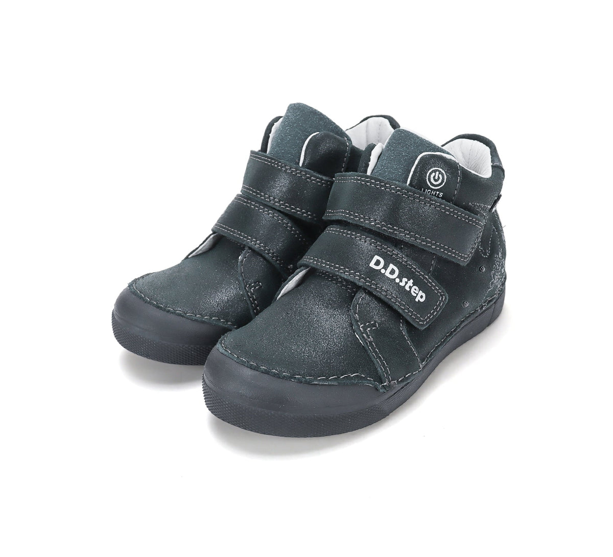 D.D.Step ghete fete cu LED 25-30 Black cu floricele