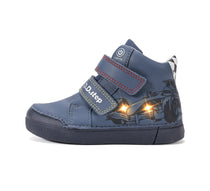 D.D.Step ghete baieti cu LED 25-30 Royal Blue cu masina de curse