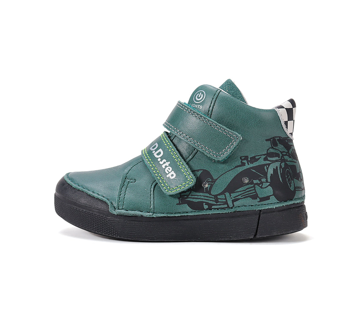 D.D.Step ghete baieti cu LED 25-30 Emerald cu masina de curse