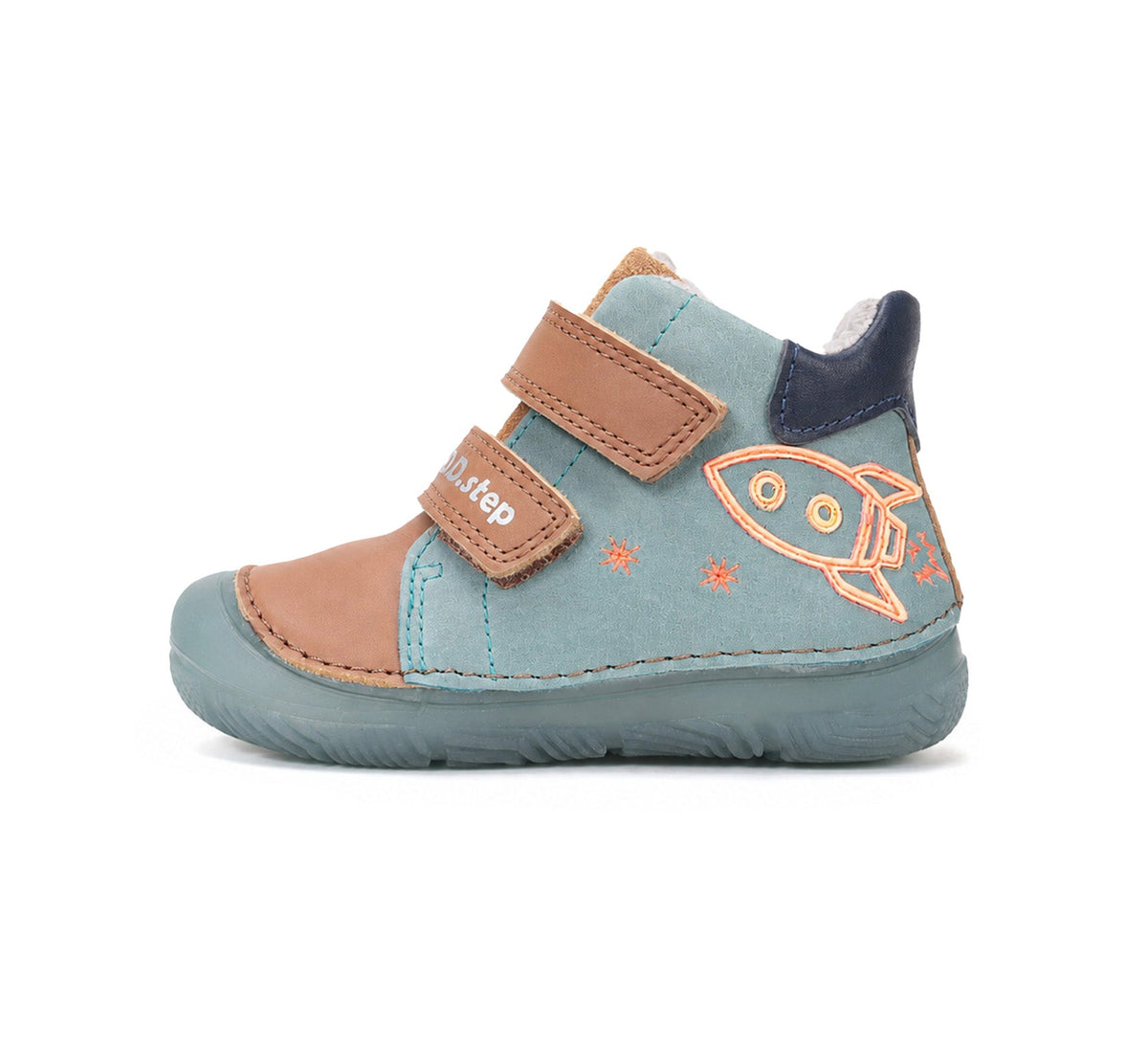 D.D.Step ghete baieti imblanite SUN REACTIVE cu talpa fluorescenta 20-31 Turquise cu naveta