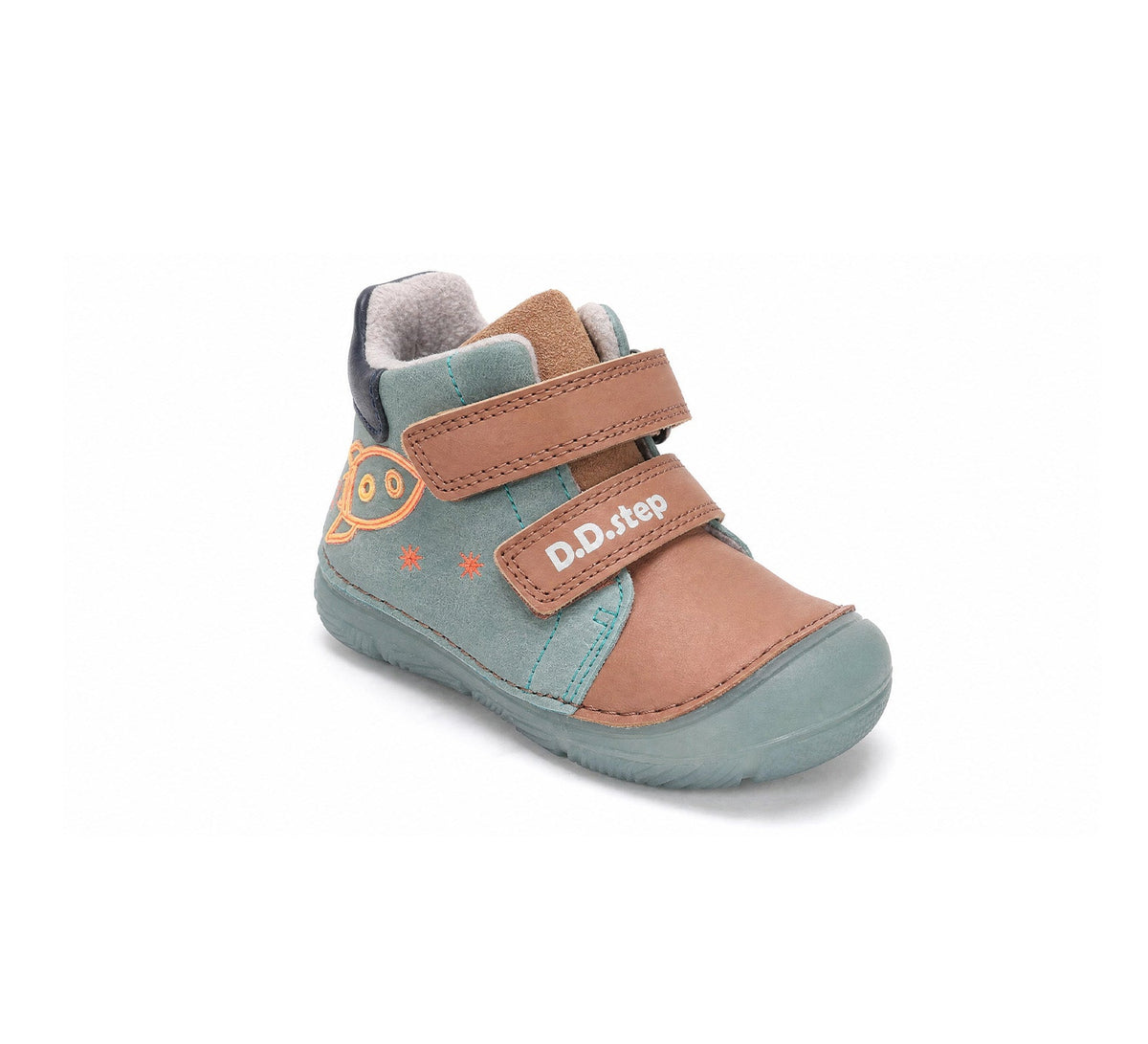 D.D.Step ghete baieti imblanite SUN REACTIVE cu talpa fluorescenta 20-31 Turquise cu naveta