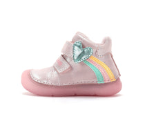 D.D.Step ghete fete imblanite SUN REACTIVE cu talpa fluorescenta 20-31 Rose Gold cu inimioar si curcubeu
