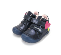 D.D.Step ghete fete imblanite SUN REACTIVE cu talpa fluorescenta 20-31 Royal Blue cu inimioar si curcubeu
