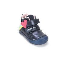 D.D.Step ghete fete imblanite SUN REACTIVE cu talpa fluorescenta 20-31 Royal Blue cu inimioar si curcubeu