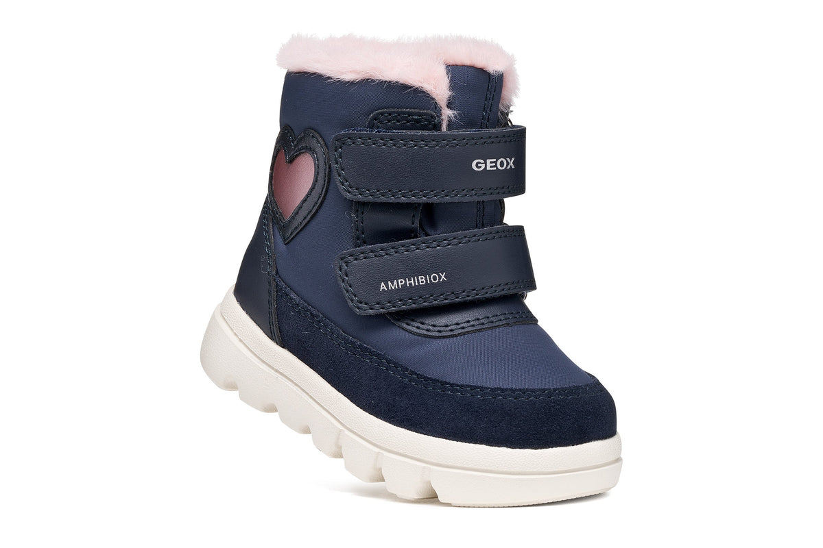 Geox ghete fete captusite WILLABOOM AmphibioxTEX Waterproof 20-27 Navy/Old Rose cu inimioara