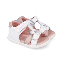 Biomecanics sandale fete Barefoot Primii Pasi cu varf deschis 19-26 Napa Blanco cu fluturas