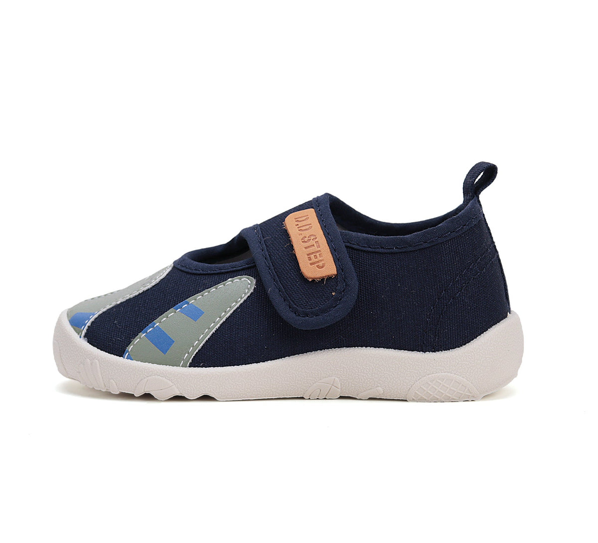 D.D.Step pantofi baieti decupati Barefoot de interior 20-25 Royal Blue cu dino