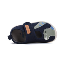 D.D.Step pantofi baieti decupati Barefoot de interior 20-25 Royal Blue cu dino