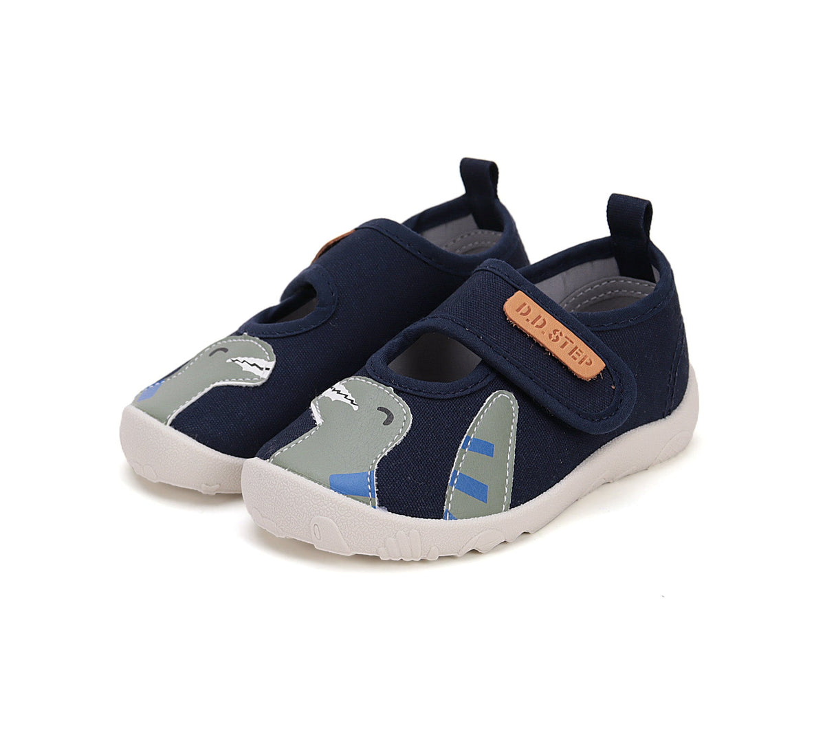 D.D.Step pantofi baieti decupati Barefoot de interior 20-25 Royal Blue cu dino