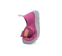 D.D.Step pantofi fete Barefoot de interior din panza 20-25 Dark Pink cu urs polar