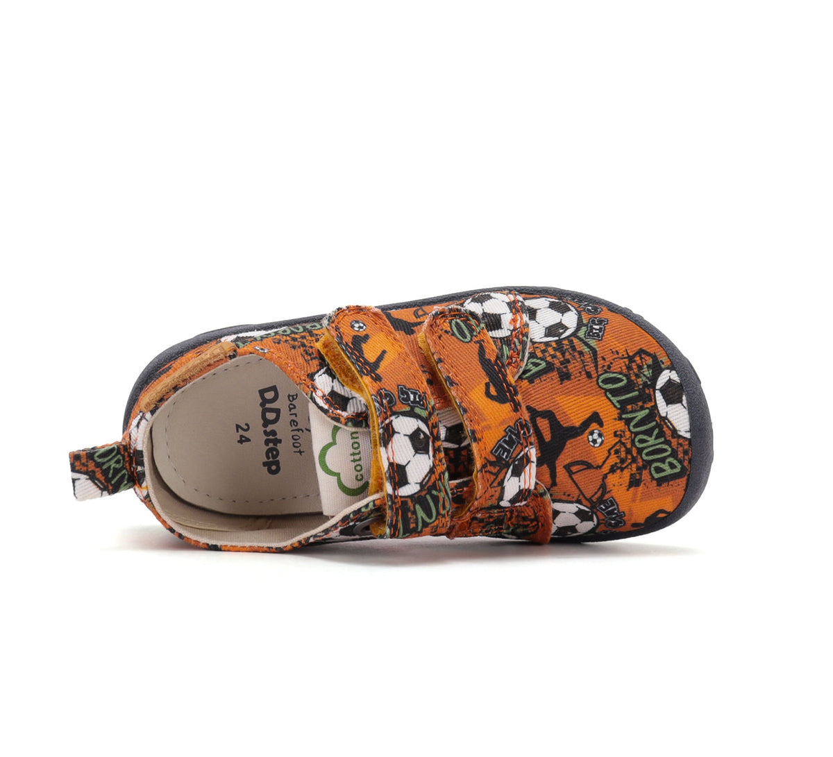 D.D.Step pantofi baieti Barefoot de interior din panza 20-31 Orange cu minge