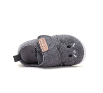 D.D.Step pantofi baieti Barefoot de interior din panza 20-25 Dove Grey cu elefant