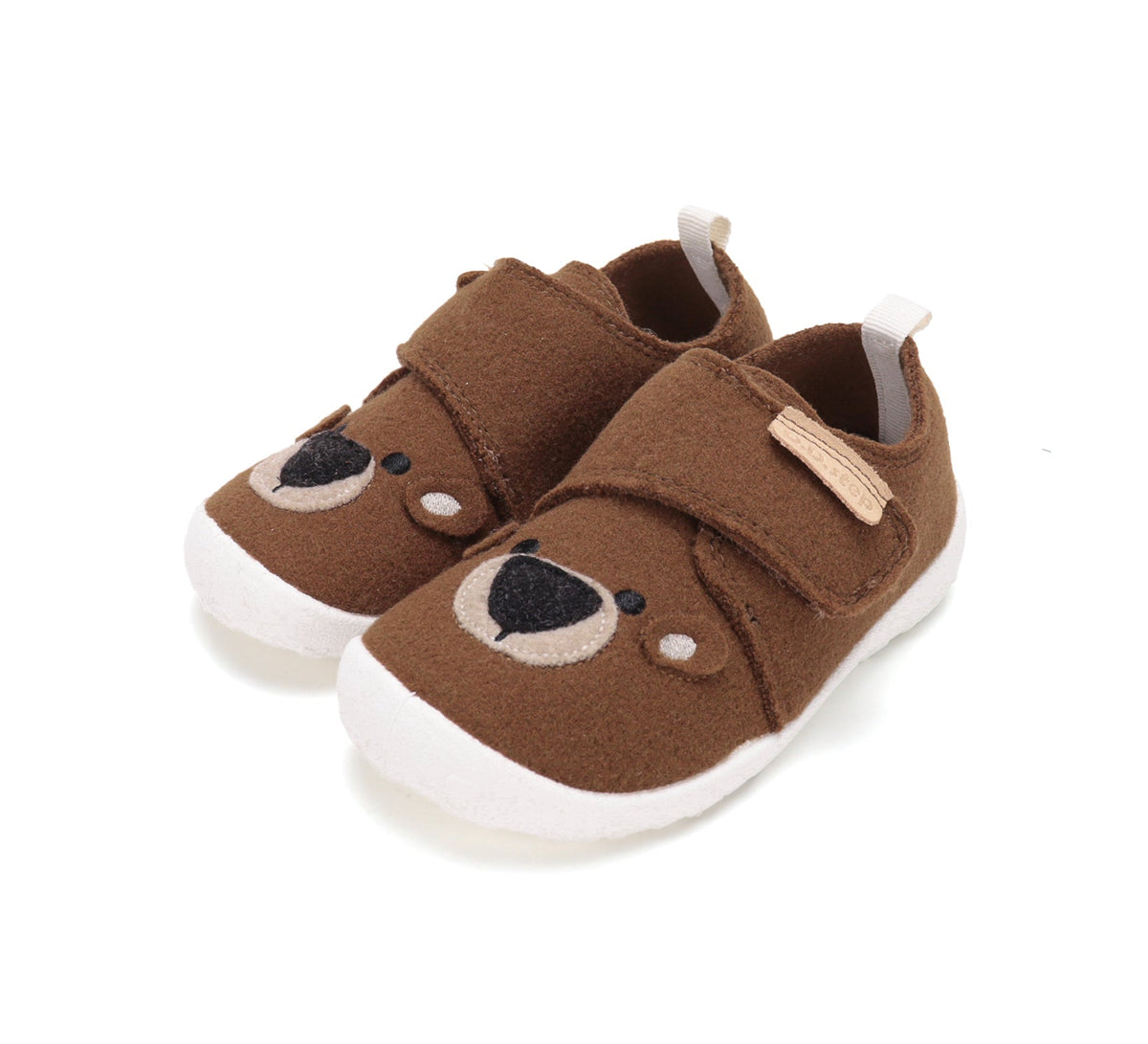 D.D.Step pantofi baieti Barefoot de interior din panza 20-25 Chocolate cu ursulet