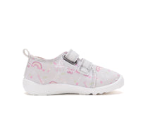 D.D.Step pantofi fete Barefoot de interior din panza 20-31 Dove Grey cu curcubeu