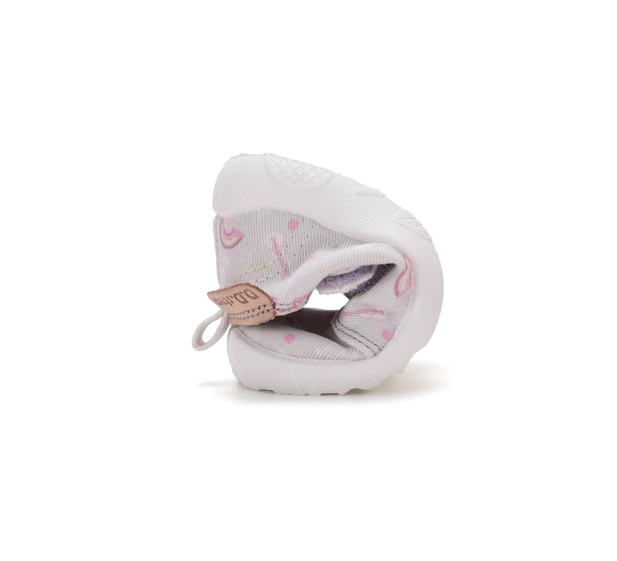 D.D.Step pantofi fete Barefoot de interior din panza 20-31 Dove Grey cu curcubeu