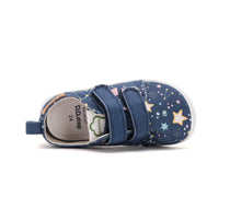D.D.Step pantofi fete Barefoot de interior din panza 20-25 Royal Blue cu stele