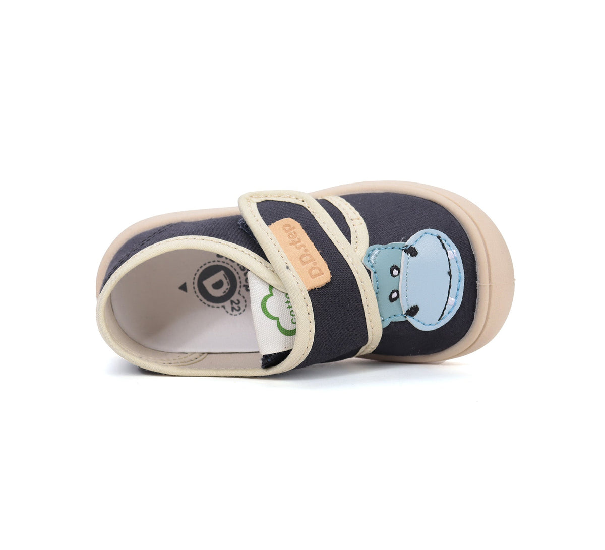 D.D.Step tenisi baieti din panza 22-27 Royal Blue cu Hippo
