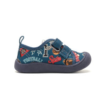 D.D.Step tenisi baieti din panza 22-33 Aero Blue cu Football