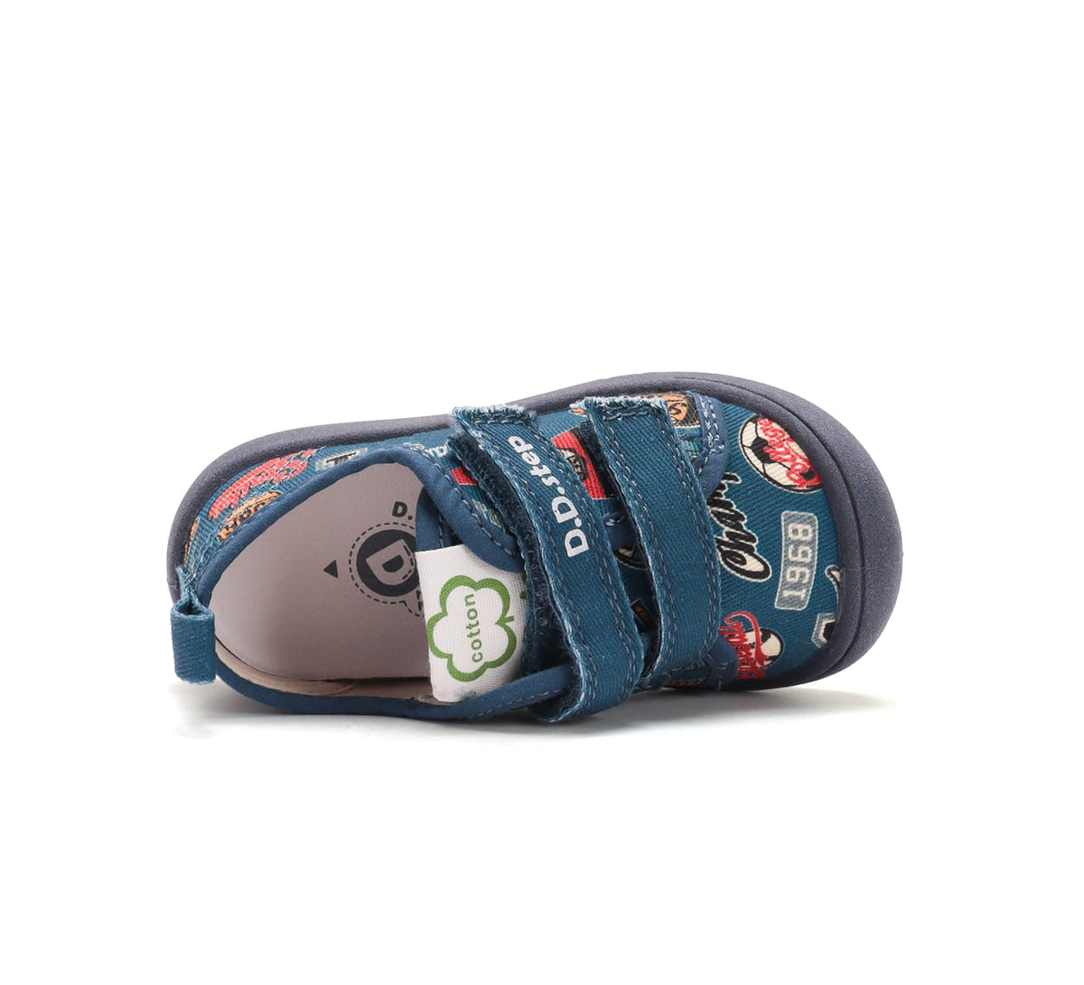 D.D.Step tenisi baieti din panza 22-33 Aero Blue cu Football