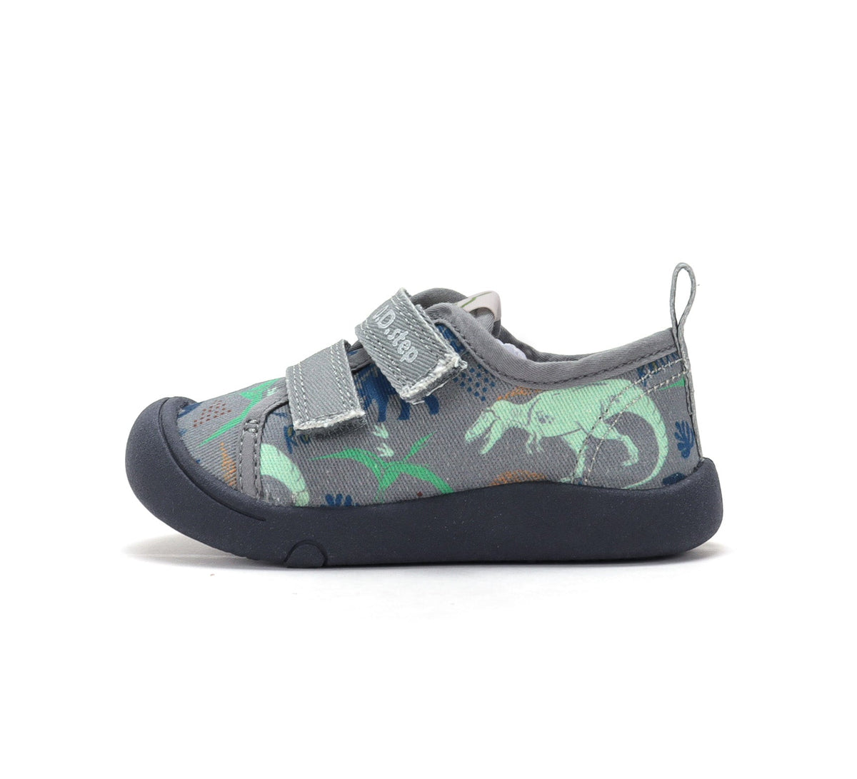 D.D.Step tenisi baieti din panza 22-33 Marine Grey cu dinozauri