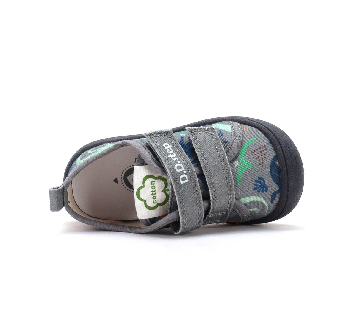D.D.Step tenisi baieti din panza 22-33 Marine Grey cu dinozauri