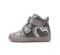 D.D.Step pantofi fete Ponte20 supinati 22-33 Metallic Grey cu inimioare