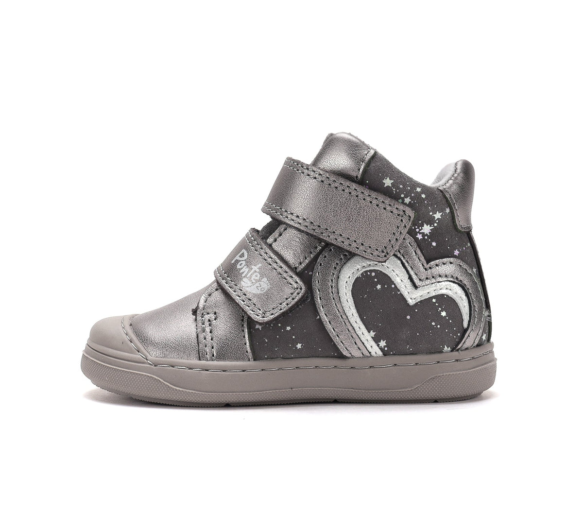 D.D.Step pantofi fete Ponte20 supinati 22-33 Metallic Grey cu inimioare
