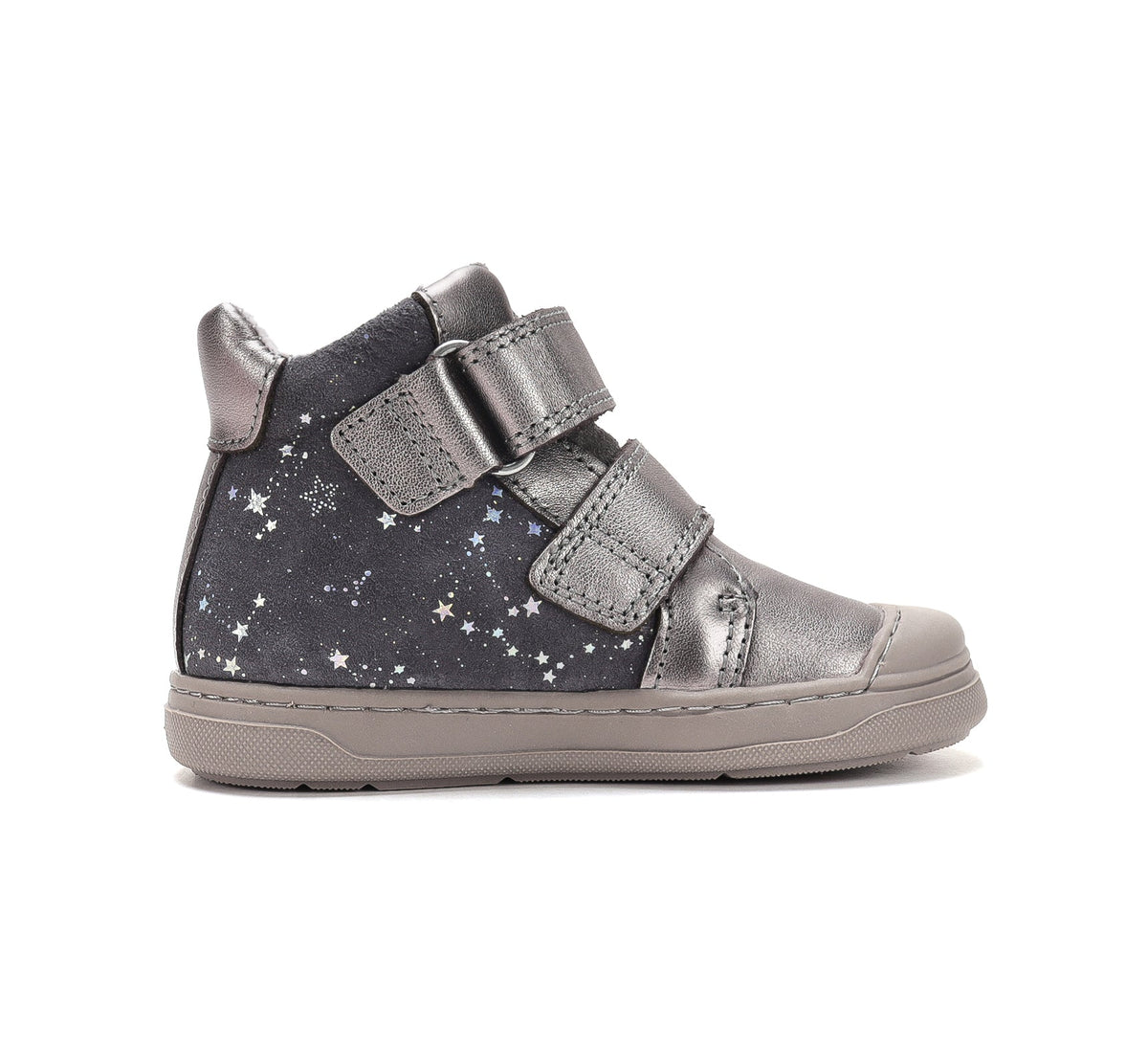 D.D.Step pantofi fete Ponte20 supinati 22-33 Metallic Grey cu inimioare