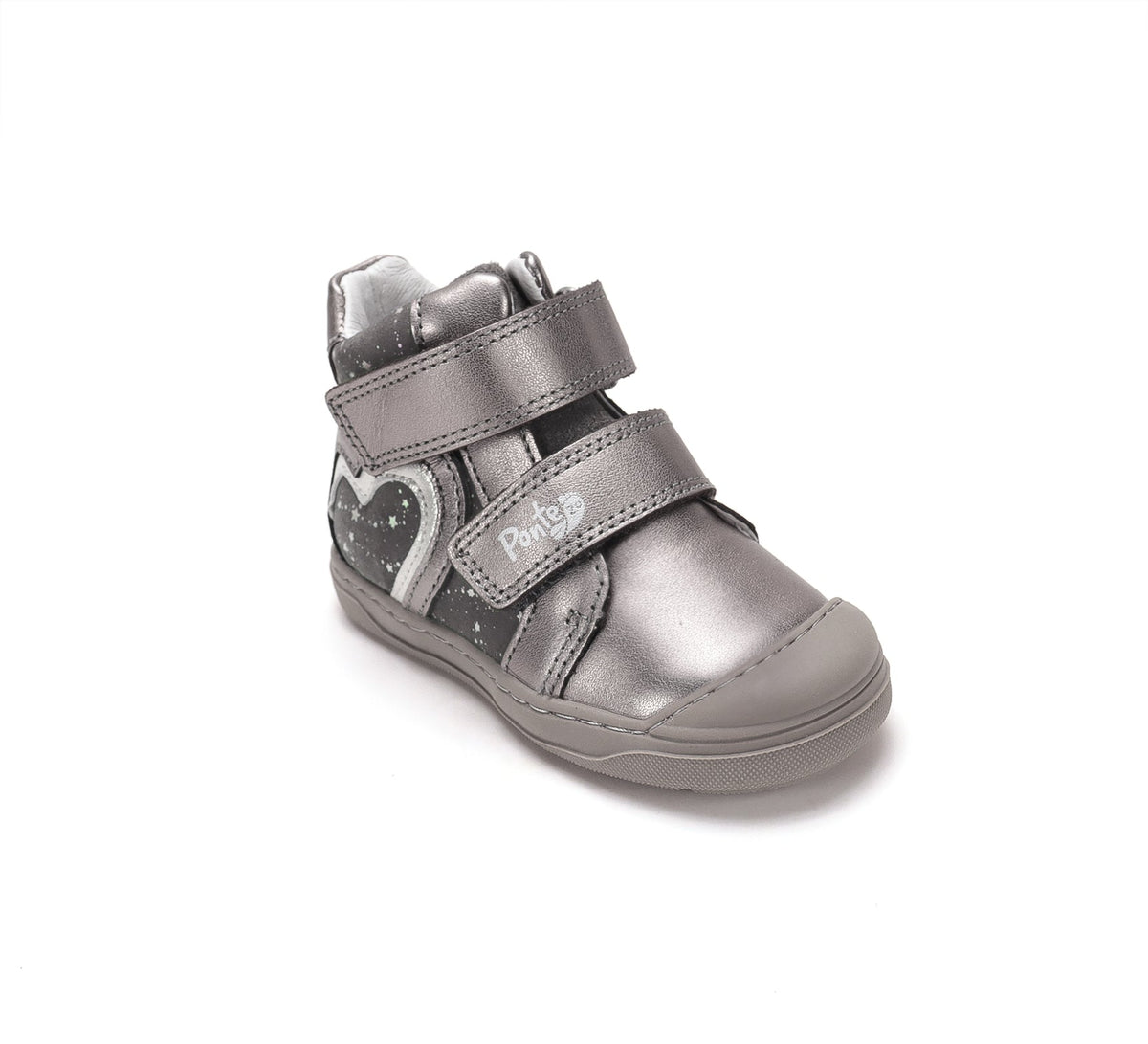 D.D.Step pantofi fete Ponte20 supinati 22-33 Metallic Grey cu inimioare