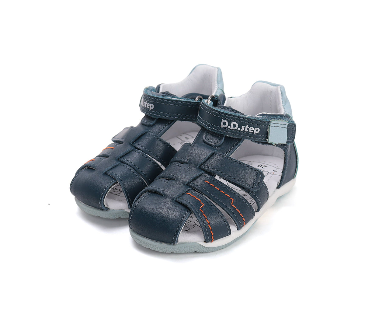 D.D.Step sandale baieti 20-25 Royal Blue cu cusaturi Imagine principală a produsului