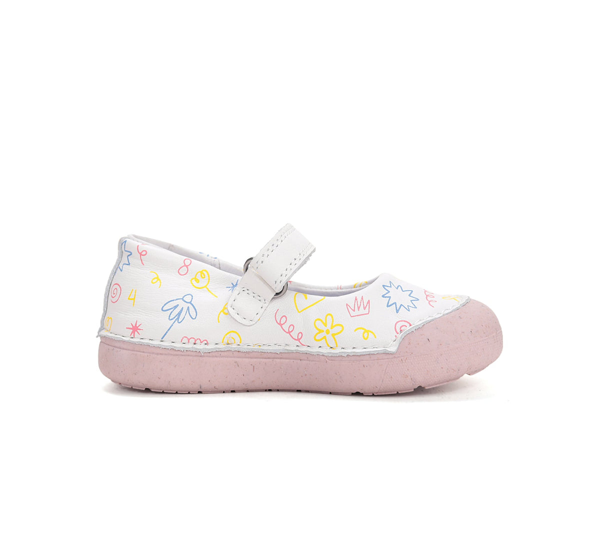 D.D.Step pantofi fete Primii pasi decupati 20-25 White cu flori desenate