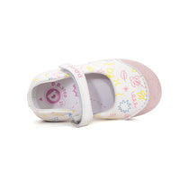 D.D.Step pantofi fete Primii pasi decupati 20-25 White cu flori desenate