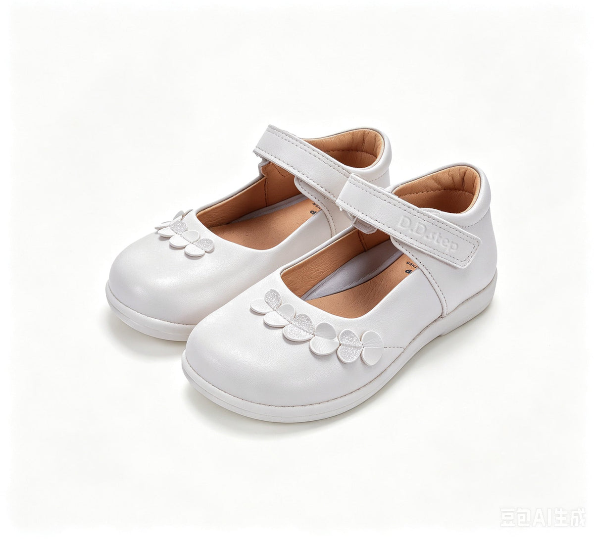 D.D.Step pantofi fete decupati 26-35 White cu inimioare aplicate
