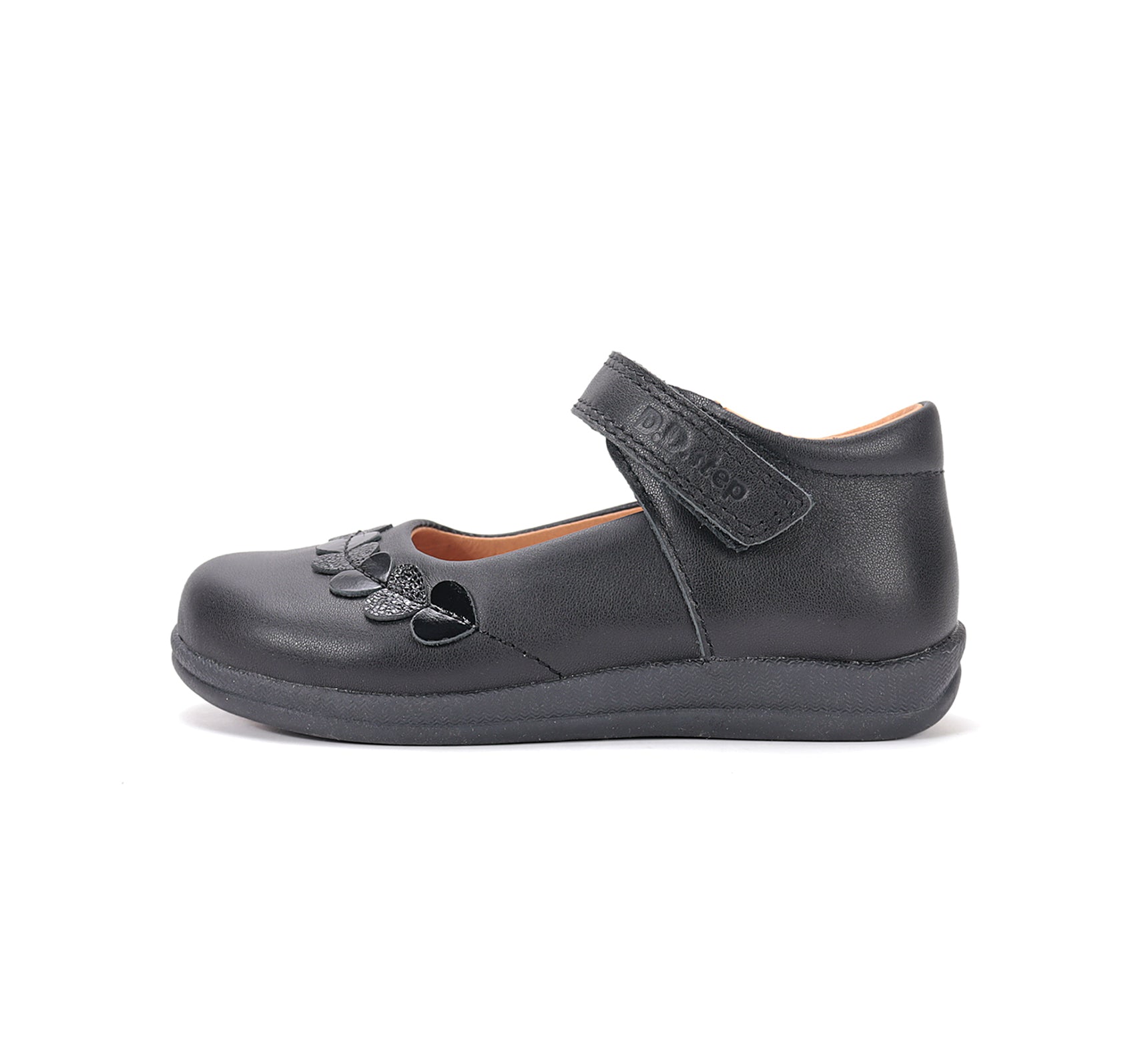 D.D.Step pantofi fete decupati 26-37 Black cu inimioare aplicate Imagine secundară a produsului