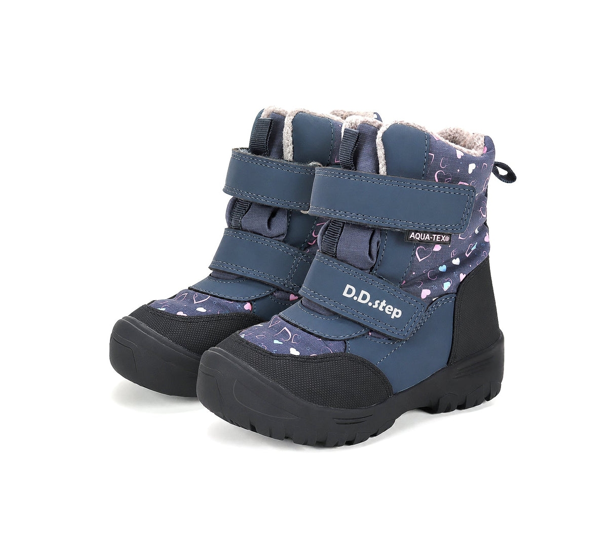 D.D.Step ghete fete Aqua-Tex captusite 22-33 Royal Blue cu inimioare