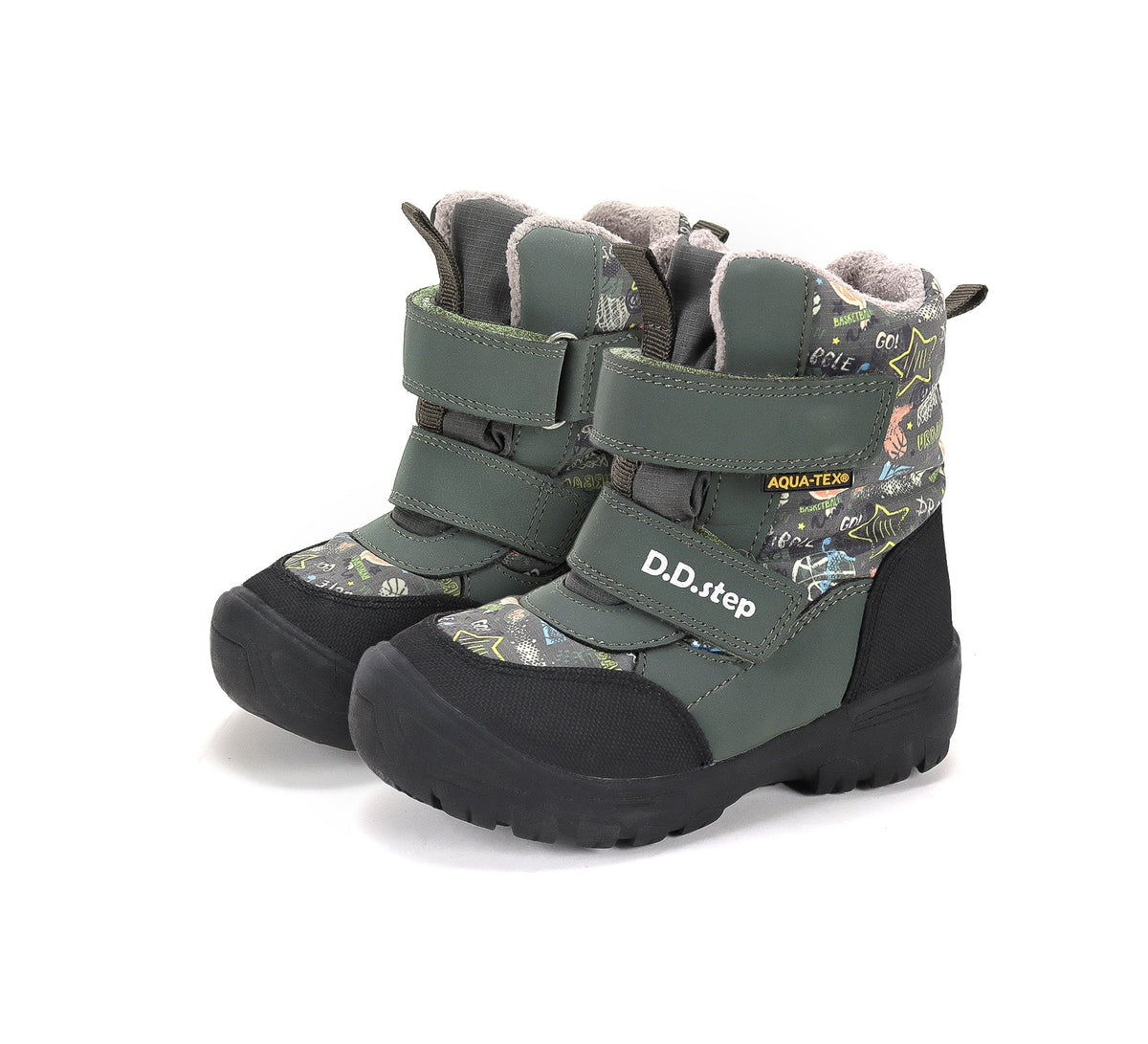 D.D.Step ghete baieti Aqua-Tex captusite 22-27 Olive cu Basketball
