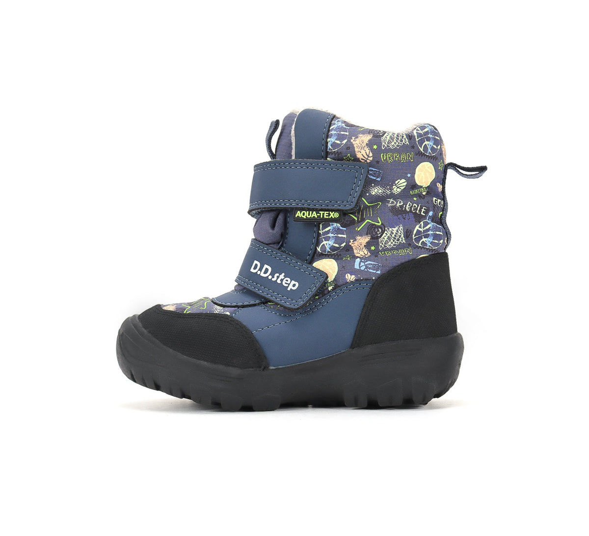 D.D.Step ghete baieti Aqua-Tex captusite 28-33 Royal Blue cu Basketball