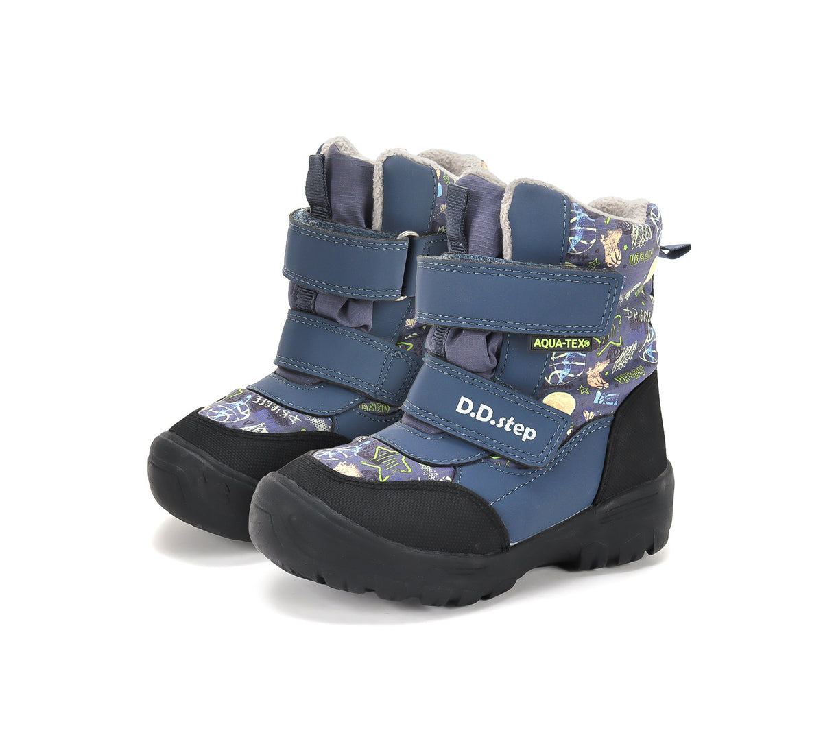 D.D.Step ghete baieti Aqua-Tex captusite 28-33 Royal Blue cu Basketball
