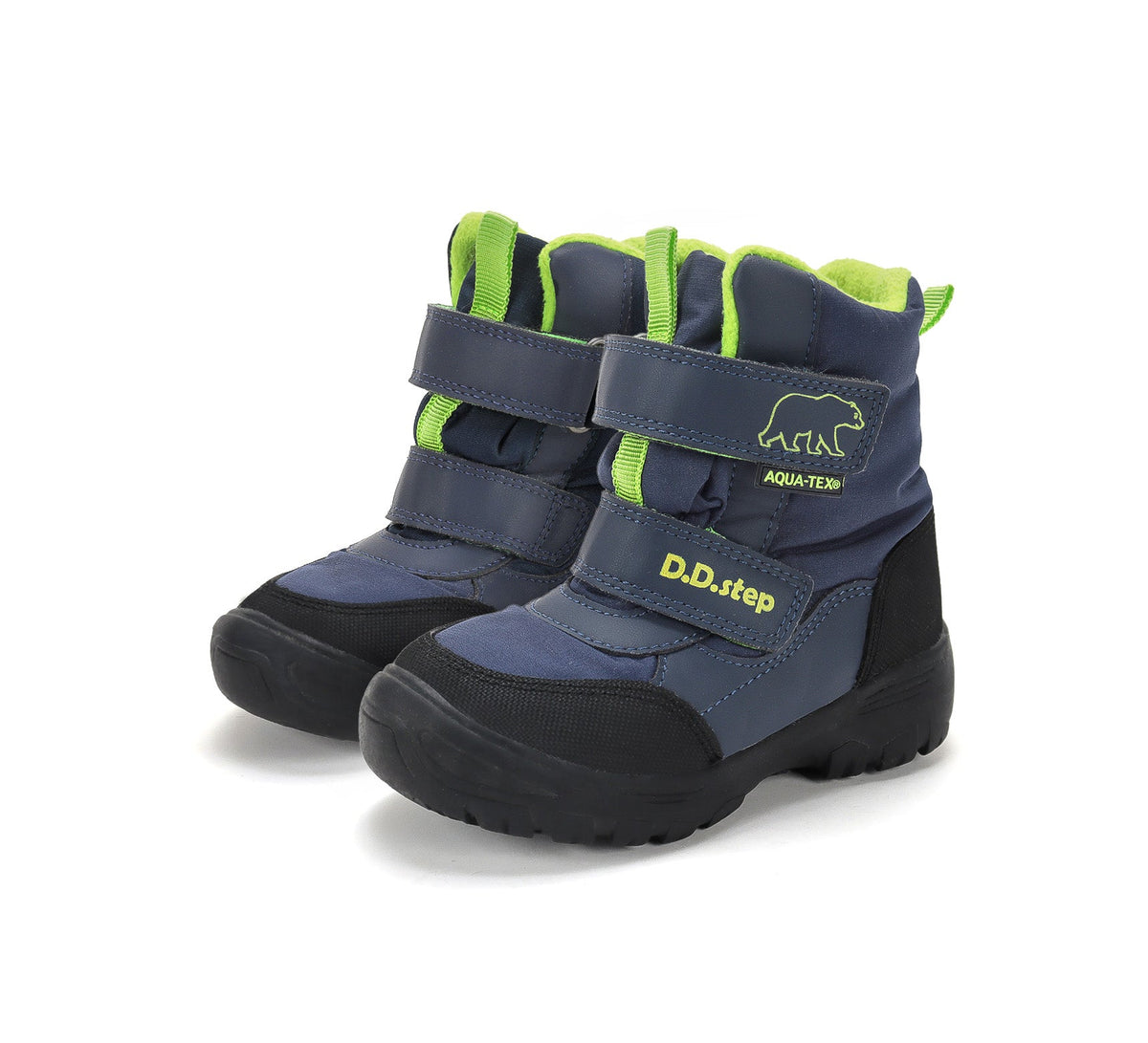 D.D.Step ghete baieti Aqua-Tex captusite 22-33 Royal Blue cu urs polar