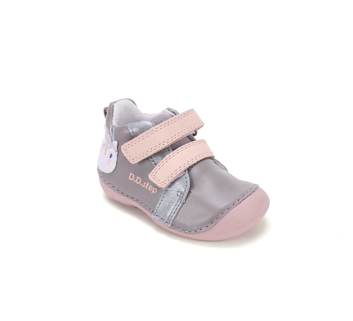 D.D.Step pantofi fete Primii pasi 19-24 Marine Grey cu bufnita