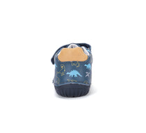 D.D.Step pantofi baieti Barefoot 20-25 Royal Blue cu dinozauri