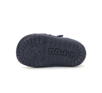 D.D.Step pantofi baieti Barefoot 20-25 Royal Blue cu dinozauri