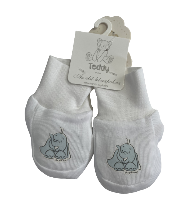 Teddy botosei bebelusi din bumbac, Alb cu elefant albastru