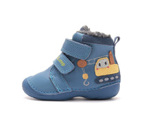 D.D.Step ghete baieti imblanite Primii Pasi 19-24 Aero Blue cu Excavator