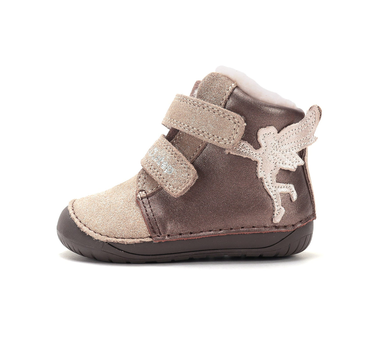 D.D.Step ghete fete Barefoot imblanite 20-25 Chocolate cu ingeras