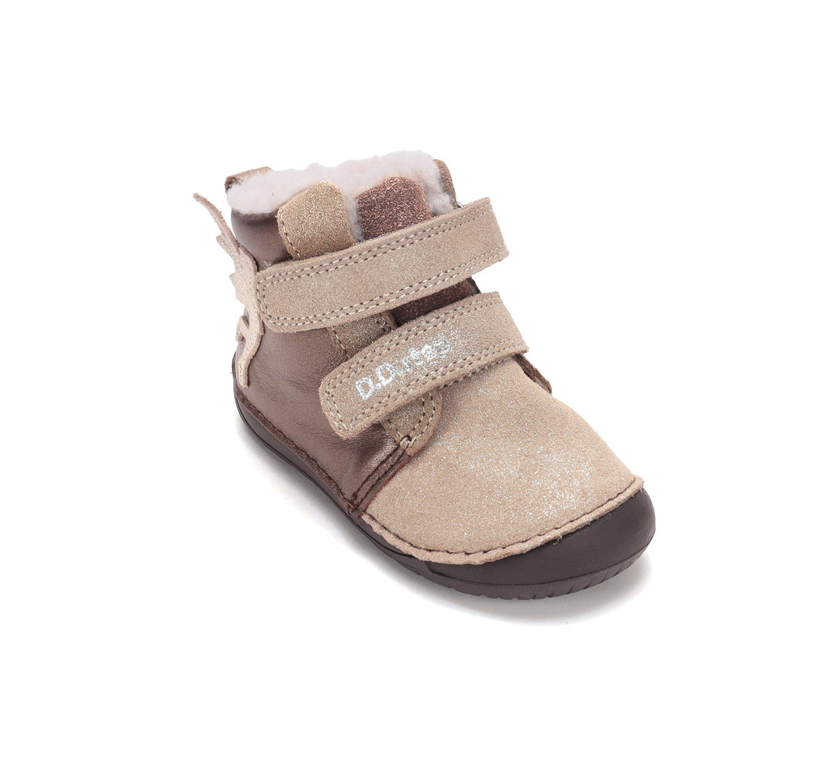 D.D.Step ghete fete Barefoot imblanite 20-25 Chocolate cu ingeras