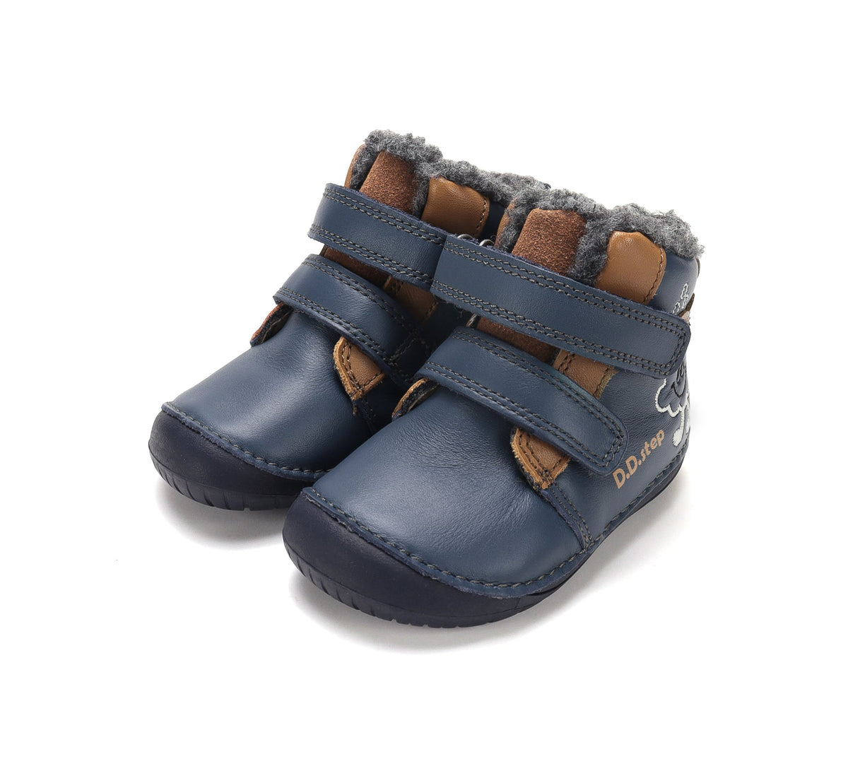 D.D.Step ghete baieti Barefoot imblanite 20-25 Royal Blue cu norisor