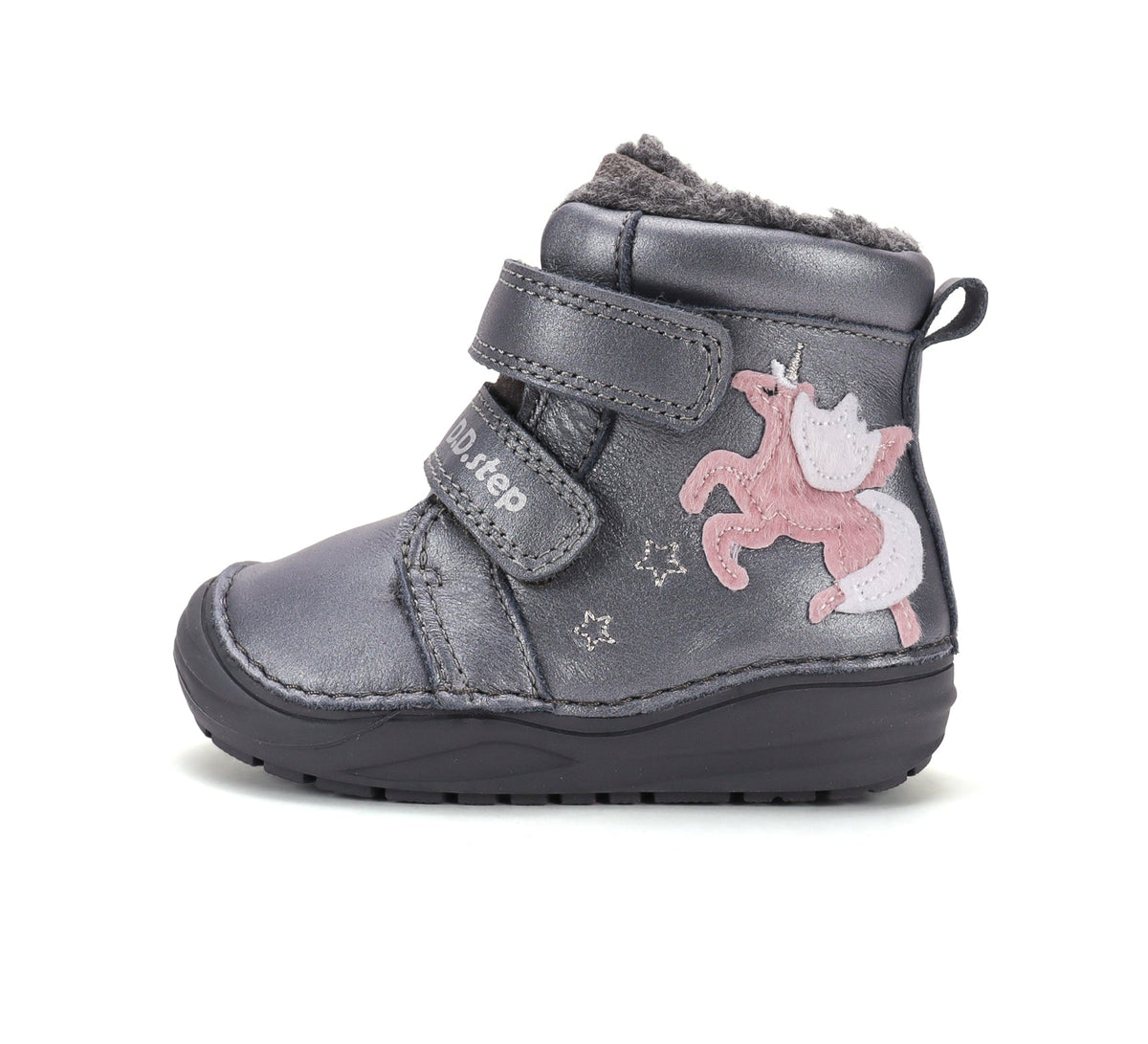 D.D.Step ghete fete imblanite 20-25 Metallic Grey cu unicorn