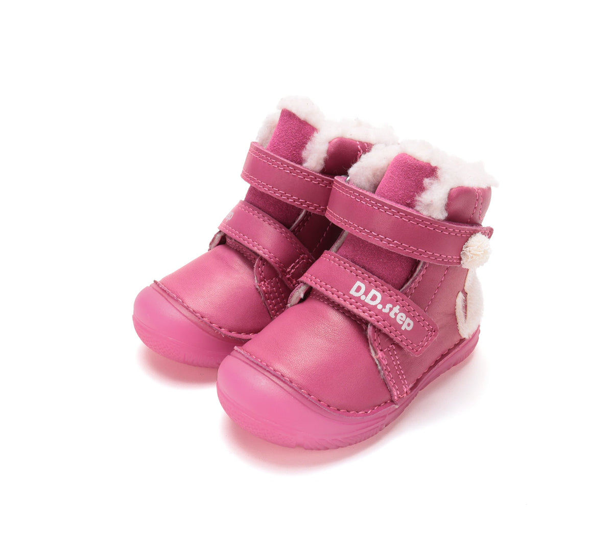 D.D.Step ghete fete imblanite si fluorescente 20-25 Hot Pink cu pisica